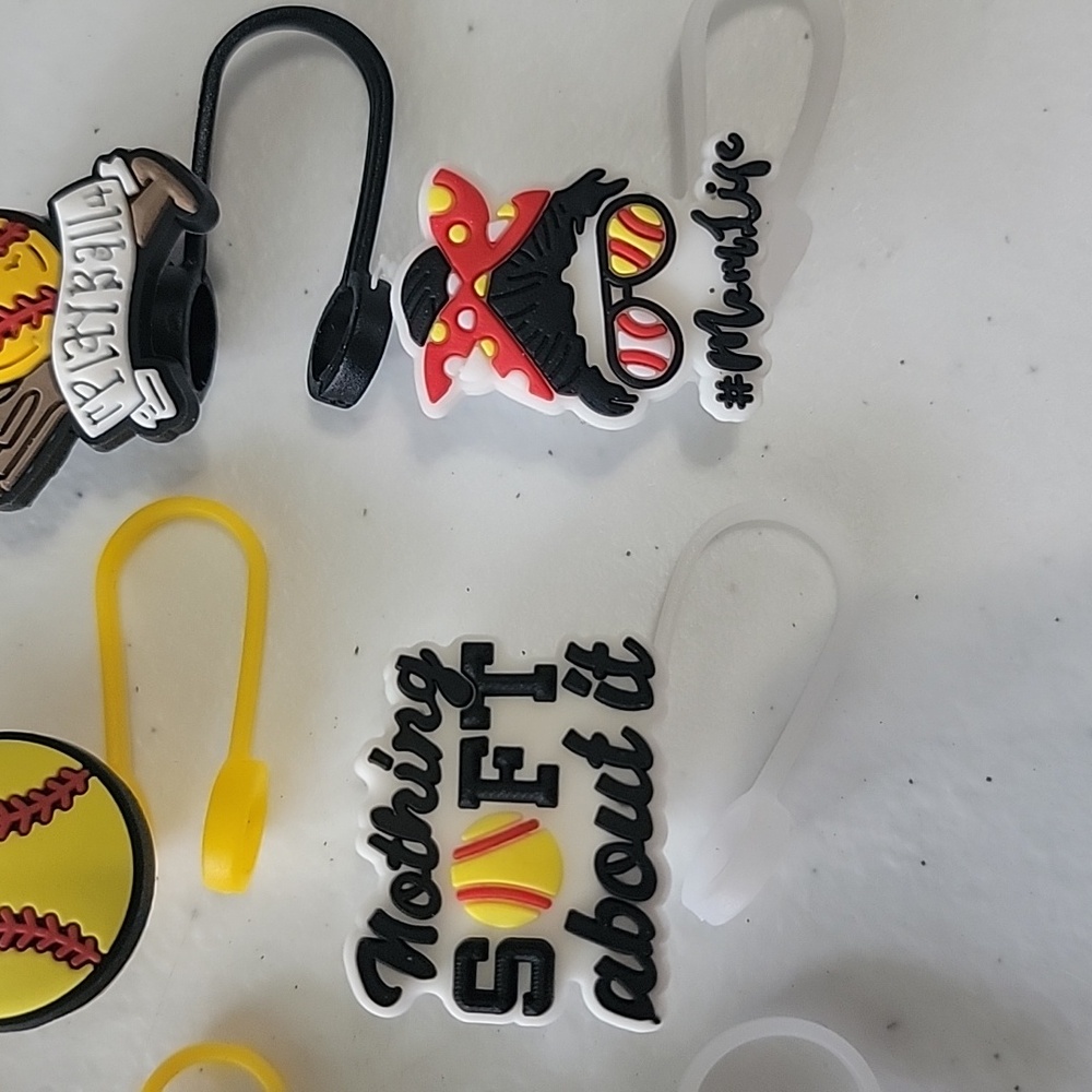 Softball Straw Toppers - Picture 5 of 6